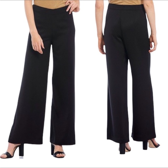 Oscar de la Renta Black Wide Leg Dress Pants Classic Designer Women’s 10 - Picture 2 of 11